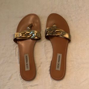 Steve Madden sandals, gold leather, size 7.5